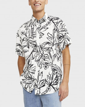 JACK & JONES JORLAFAYETTE MEN'S SHORT SLEEVE SHIRT - 12251023 - WHITE