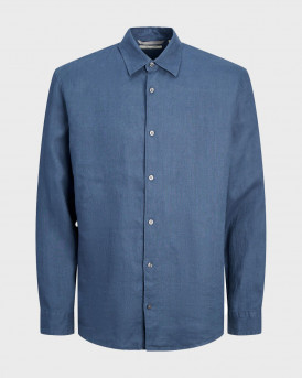 JACK & JONES MEN'S LINEN SHIRT - 12251844 - BLUE