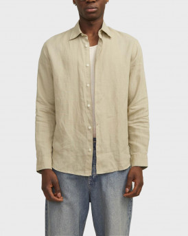 JACK & JONES MEN'S LINEN SHIRT - 12251844 - BEIGE