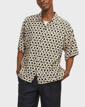 JACK & JONES JORMARSHALL MEN'S SHORT SLEEVE SHIRT - 12252270 - BLACK