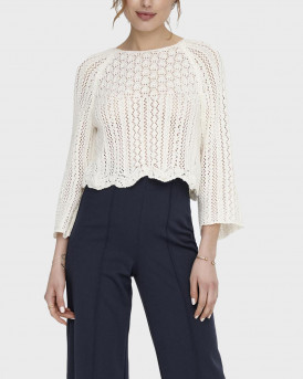 ONLY ΓΥΝΑΙΚΕΙΑ ΠΛΕΚΤΗ CROPPED ΜΠΛΟΥΖΑ - 15233173 - ΑΣΠΡΟ