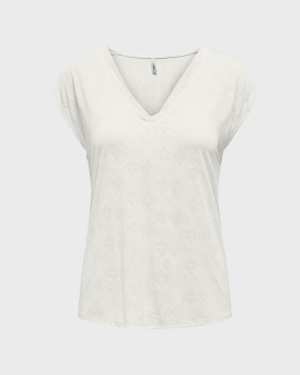 ONLY ΓΥΝΑΙΚΕΙΟ T-SHIRT V ΛΑΙΜΟΚΟΨΗ - 15319446 - ΑΣΠΡΟ