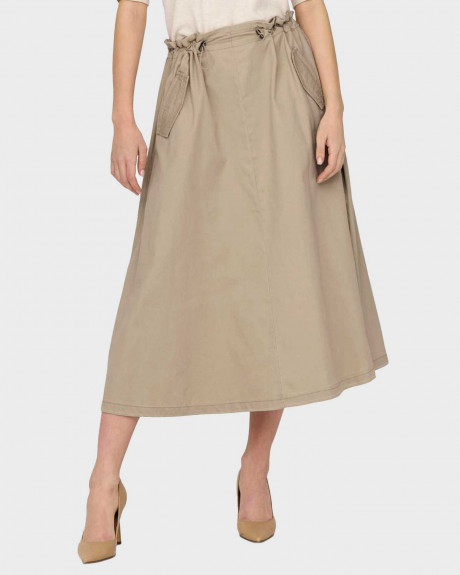 ONLY ΓΥΝΑΙΚΕΙΑ ΦΟΥΣΤΑ MAXI MID WAIST 100% ΒΑΜΒΑΚΙ - 15308771