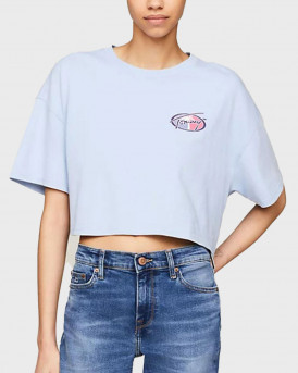 TOMMY JEANS ΓΥΝΑΙΚΕΙΟ OVERSIZED CROPPED T-SHIRT - DW0DW17832 - ΓΑΛΑΖΙΟ