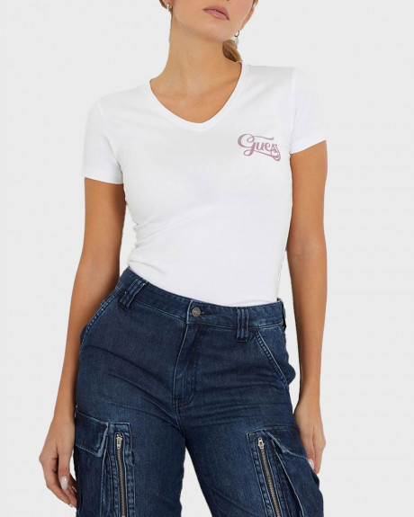 GUESS SS VN SHADED GLITTERY WOMEN'S T-SHIRT - W4RI55J1314