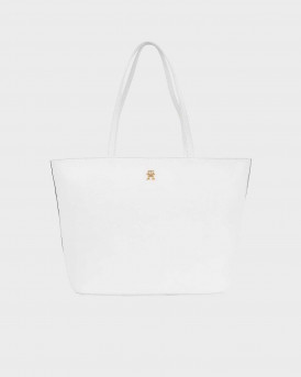 TOMMY HILFIGER WOMEN'S TOTE BAG ESSENTIAL MONOGRAM - AW0AW16089 - WHITE