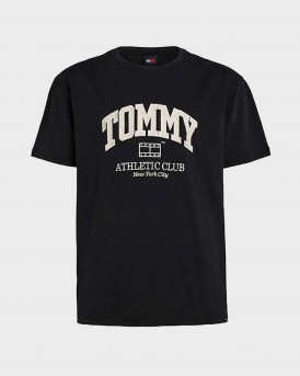TOMMY JEANS MEN'S T-SHIRT 100% COTTON REG ATHLETIC - DM0DM18557 - BLACK
