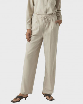 VERO MODA ΓΥΝΑΙΚΕΙΟ ΛΙΝΟ ΠΑΝΤΕΛΟΝΙ MID WAIST - 10287363 - ΕΚΡΟΥ