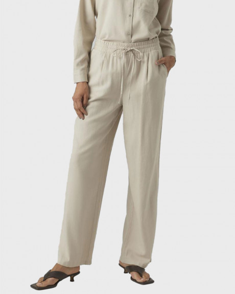 VERO MODA ΓΥΝΑΙΚΕΙΟ ΛΙΝΟ ΠΑΝΤΕΛΟΝΙ MID WAIST - 10287363