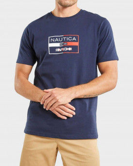 NAUTICA MEN'S T-SHIRT GRAPHIC 100% COTTON - N1Μ01613 - BLUE