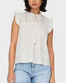 ONLY WOMEN'S EMBROIDERY TOP - 15218460 - WHITE