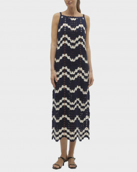 VERO MODA ΓΥΝΑΙΚΕΙΟ ΦΟΡΕΜΑ MAXI CROCHET - 10304830 - ΜΠΛΕ