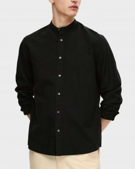 SELECTED MEN'S SHIRT MAO COLLAR - 16079054 - BLACK