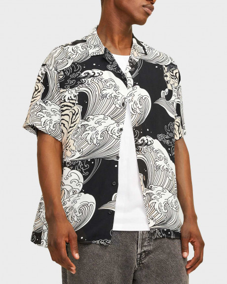 JACK&JONES MEN'S SHIRT LOOSE FIT ALL-OVER PRINT - 12262107