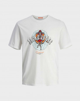 JACK&JONES ΑΝΔΡΙΚΗ ΜΠΛΟΥΖΑ GRAPHIC ΚΑΝΟΝΙΚΗ ΓΡΑΜΜΗ - 12255192 - ΑΣΠΡΟ