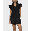 ONLY WOMEN'S V-NECK TOP - 15313171 - BLACK