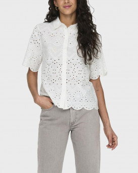 ONLY WOMEN'S BRODERIE SHIRT - 15318650 - WHITE