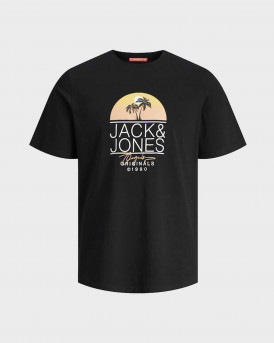 JACK&JONES MEN'S T-SHIRT GRAPHIC REGULAR FIT - 12255238 - BLACK