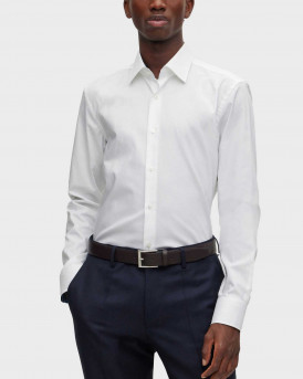 BOSS ΑΝΔΡΙΚΟ ΠΟΥΚΑΜΙΣΟ ΣΕ ΣΤΕΝΗ ΓΡΑΜΜΗ H-HANK - 50484241  - ΑΣΠΡΟ