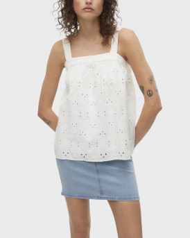 VERO MODA VMRINA WOMEN'S SLEEVELESS TOP - 10305374 - WHITE