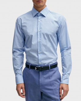 BOSS H-KENT MEN'S SLIM FI SHIRT WITH MICRO PATTERN - 50508748 - LIGHT BLUE