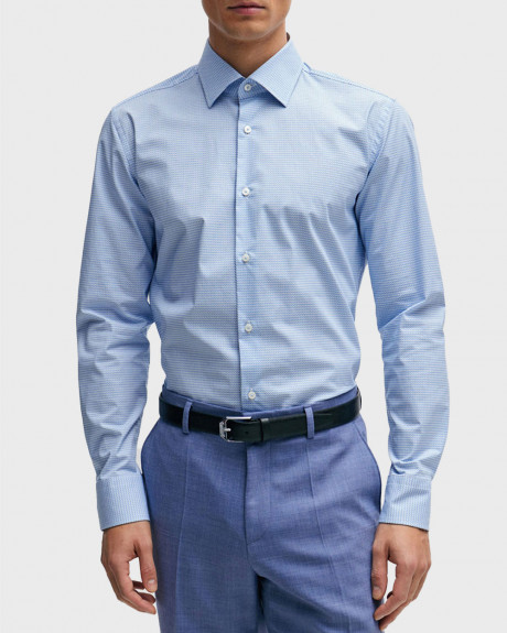 BOSS H-KENT MEN'S SLIM FI SHIRT WITH MICRO PATTERN - 50508748
