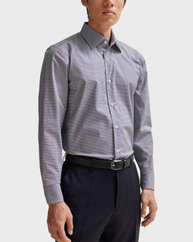BOSS H-KENT MEN'S SLIM FI SHIRT WITH MICRO PATTERN - 50508748 - BLUE