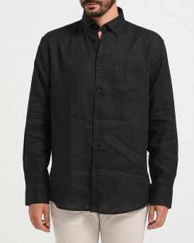 ROOK MEN'S SHIRT REGULAR FIT LINEN - 109.23 - BLACK