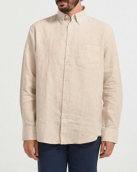 ROOK MEN'S SHIRT REGULAR FIT LINEN - 109.23 - BEIGE