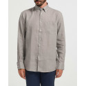 ROOK MEN'S SHIRT REGULAR FIT LINEN - 109.23 - BLACK