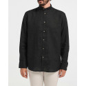 ROOK MEN'S SHIRT MAO NECKLINE LINEN - 109.23 - BLACK