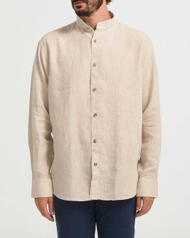 ROOK MEN'S SHIRT MAO NECKLINE LINEN - 109.23 - BEIGE