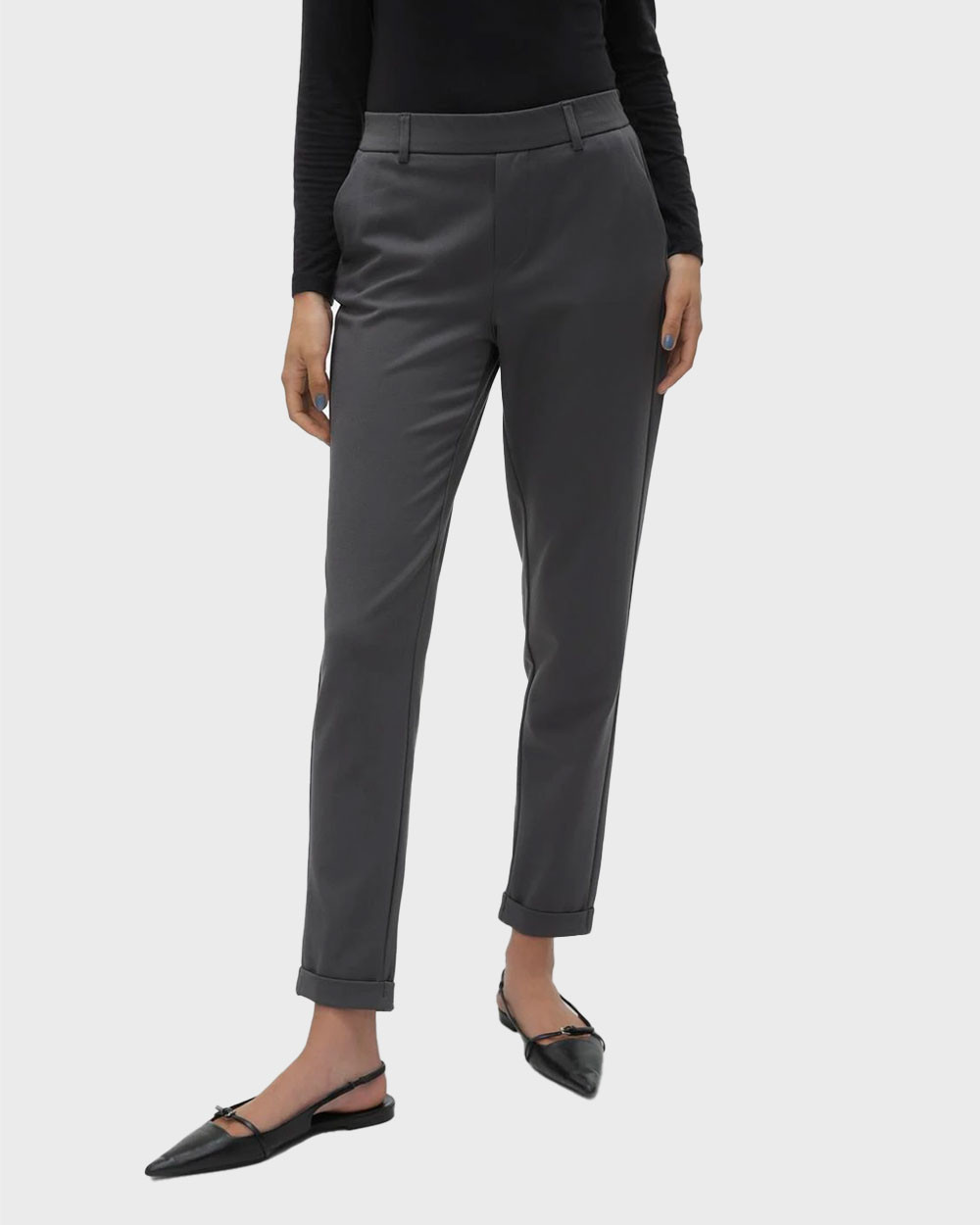 Vero Moda VMEVA HR Loose Paperbag Pant GA Noos Pantaloni, Grigio