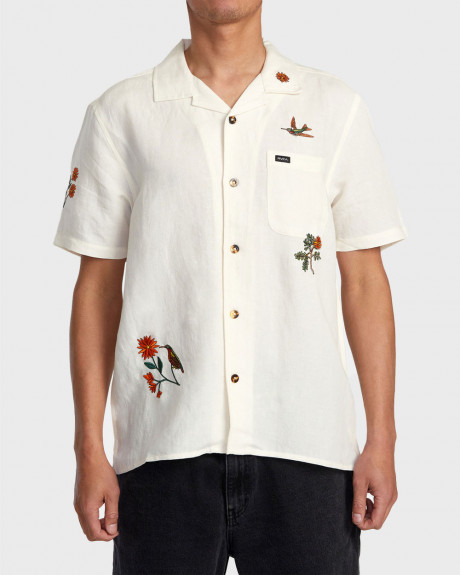 RVCA MEN'S SHORT-SLEEVED LINEN SHIRT - AVYWT00502