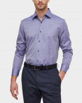 BOSS MEN'S SHIRT SLIM FIT 100% COTTON WITH MICRO-PATTERN - 50508401 - BLUE