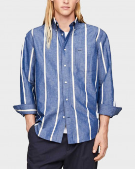 TOMMY HILFIGER MEN'S SHIRT STRIPED REGULAR FIT - MW0MW34564 - BLUE
