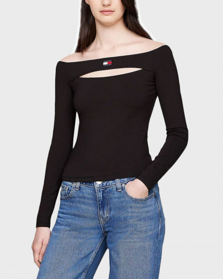 TOMMY JEANS WOMEN'S LONG SLEEVED TOP WITH OFF SHOULDERS - DW0DW18437