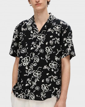 SELECTED MEN'S SHIRT SHORT SLEEVED RELAXED FIT - 16092978 - BLACK