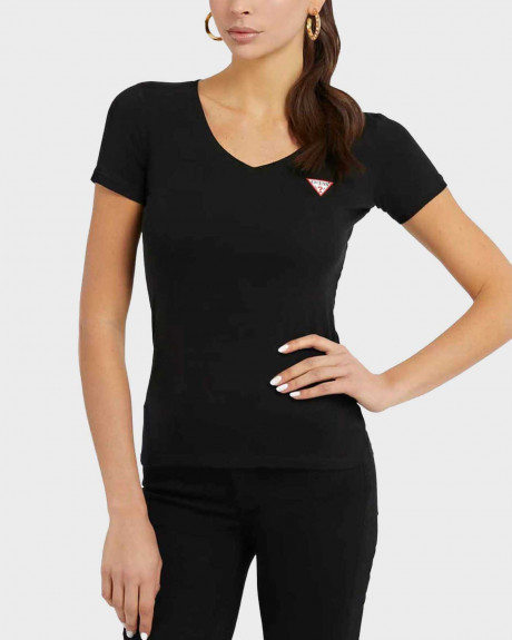 GUESS ΓΥΝΑΙΚΕΙΑ ΜΠΛΟΥΖΑ ΚΟΝΤΟΜΑΝΙΚΗ ΚΑΝΟΝΙΚΗ ΓΡΑΜΜΗ V ΛΑΙΜΟΚΟΨΗ - W2YI45J1314