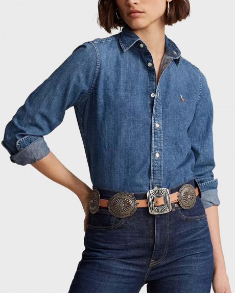 POLO RALPH LAUREN ΓΥΝΑΙΚΕΙΟ ΤΖΙΝ ΠΟΥΚΑΜΙΣΟ ΚΑΝΟΝΙΚΗ ΓΡΑΜΜΗ - 211899526001