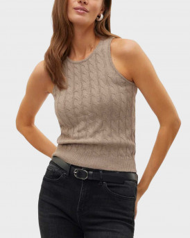 VERO MODA ΓΥΝΑΙΚΕΙΑ ΜΠΛΟΥΖΑ ΠΛΕΚΤΗ ΑΜΑΝΙΚΗ - 10314892 - ΕΚΡΟΥ