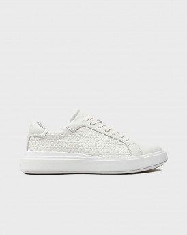 CALVIN KLEIN ΑΝΔΡΙΚΑ ΔΕΡΜΑΤΙΝΑ SNEAKERS - HM0HM01498 - ΑΣΠΡΟ