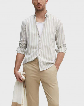 CALVIN KLEIN MEN'S STRIPED SHIRT - K10K113195 - BEIGE