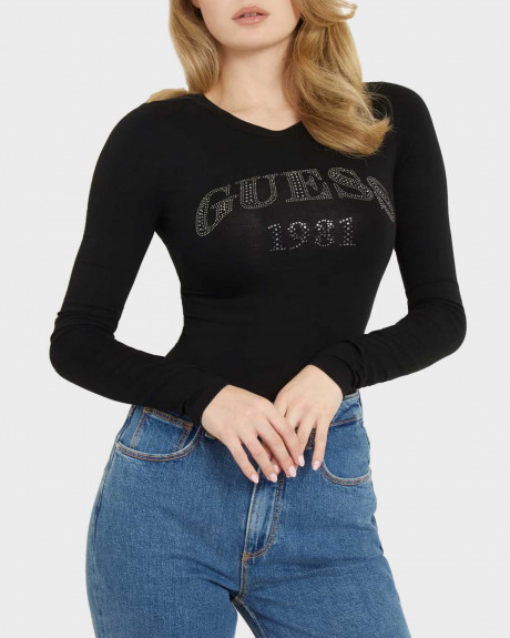 GUESS ΓΥΝΑΙΚΕΙΑ ΜΠΛΟΥΖΑ ΚΟΡΜΑΚΙ ΣΤΕΝΗ ΓΡΑΜΜΗ - W4YP06K68D2