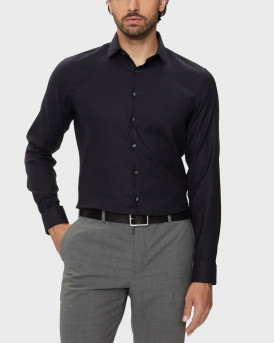 CALVIN KLEIN TONAL DOBBY TEXTURED MEN'S SLIM FIT SHIRT - K10K113528 - BLUE