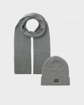 JACK & JONES ΑΝΔΡΙΚΟ ΣΕΤ ΔΩΡΟΥ ΚΑΣΚΟΛ-ΣΚΟΥΦΟΣ - 12102728 - ΓΚΡΙ