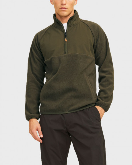 JACK & JONES MEN'S FLEECE HALF-ZIP SWEATSHIRT - 12260979