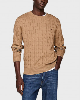 TOMMY HILFIGER MEN'S CABLE SWEATER - MW0MW33132 - BEIGE