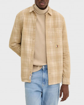 TOMMY HILFIGER MEN'S OVERSHIRT CHECKERED - DM0DM19653 - BEIGE