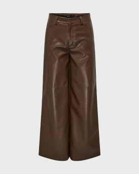 ONLY WOMEN'S FAUX LEATHER WIDE LEG TROUSERS - 15330032 - BROWN